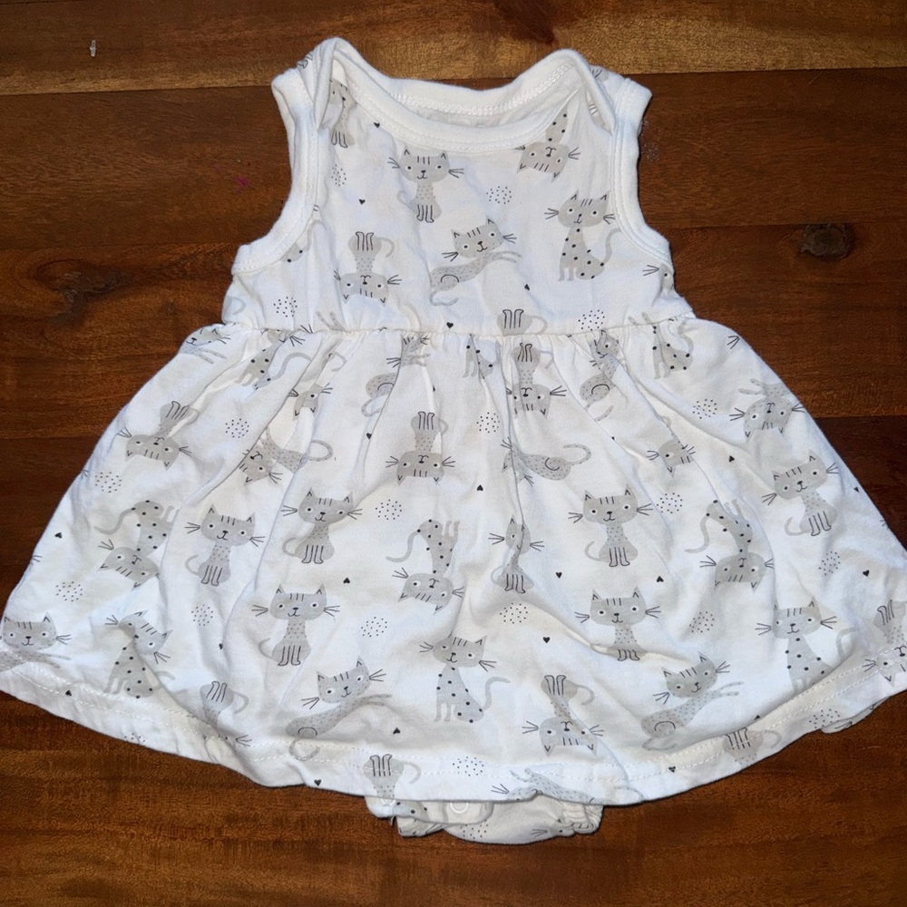 Bon Bebe White Baby Outfit with Cat Print
